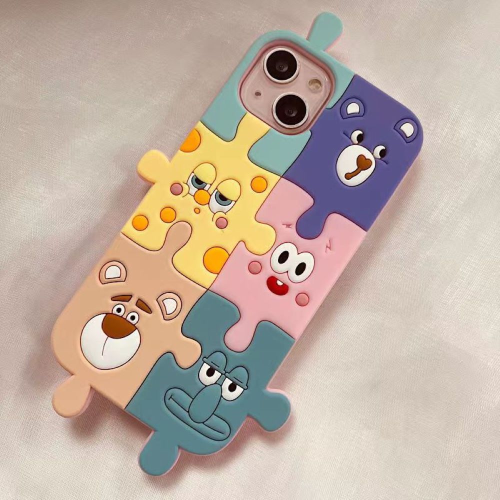 3D Cartoon Puzzle Silicone Shockproof Soft Phone Case iPhone 13 Pro