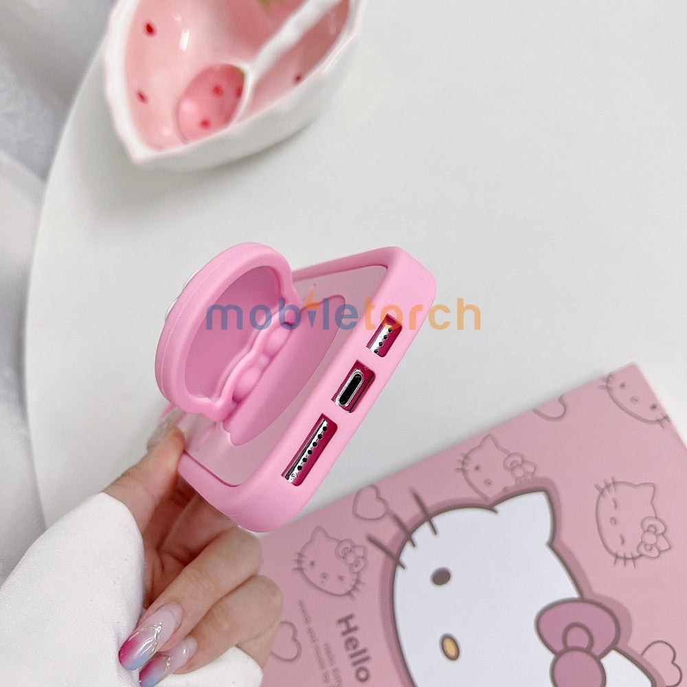 Full Protective Bow Cat Doll Flip Mirror Phone Case