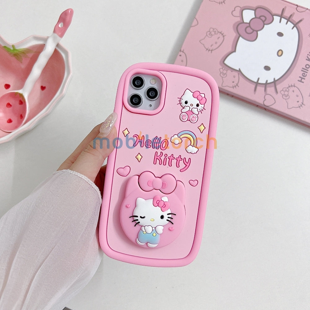 Full Protective Bow Cat Doll Flip Mirror Phone Case