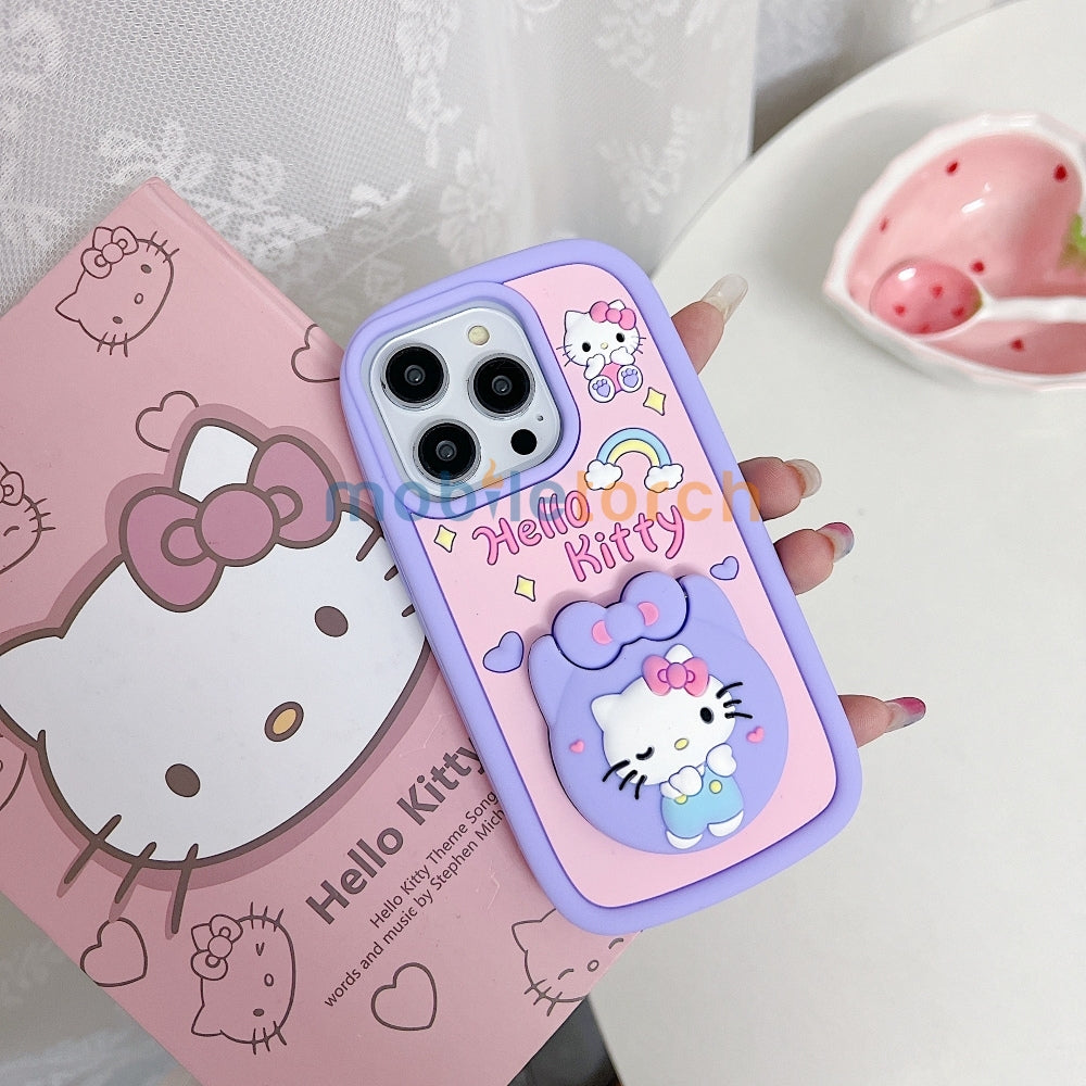 Full Protective Bow Cat Doll Flip Mirror Phone Case