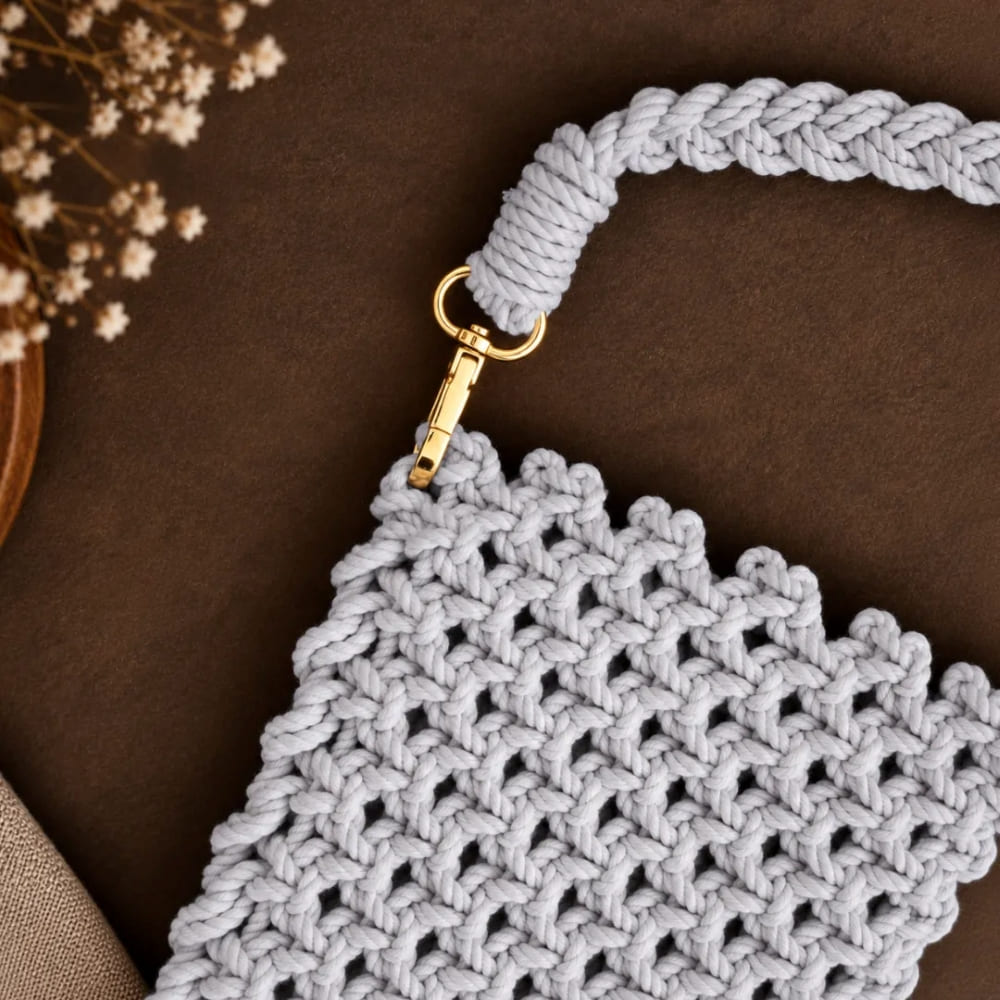 Handwoven Beige Crossbody Bag with Braided Strap
