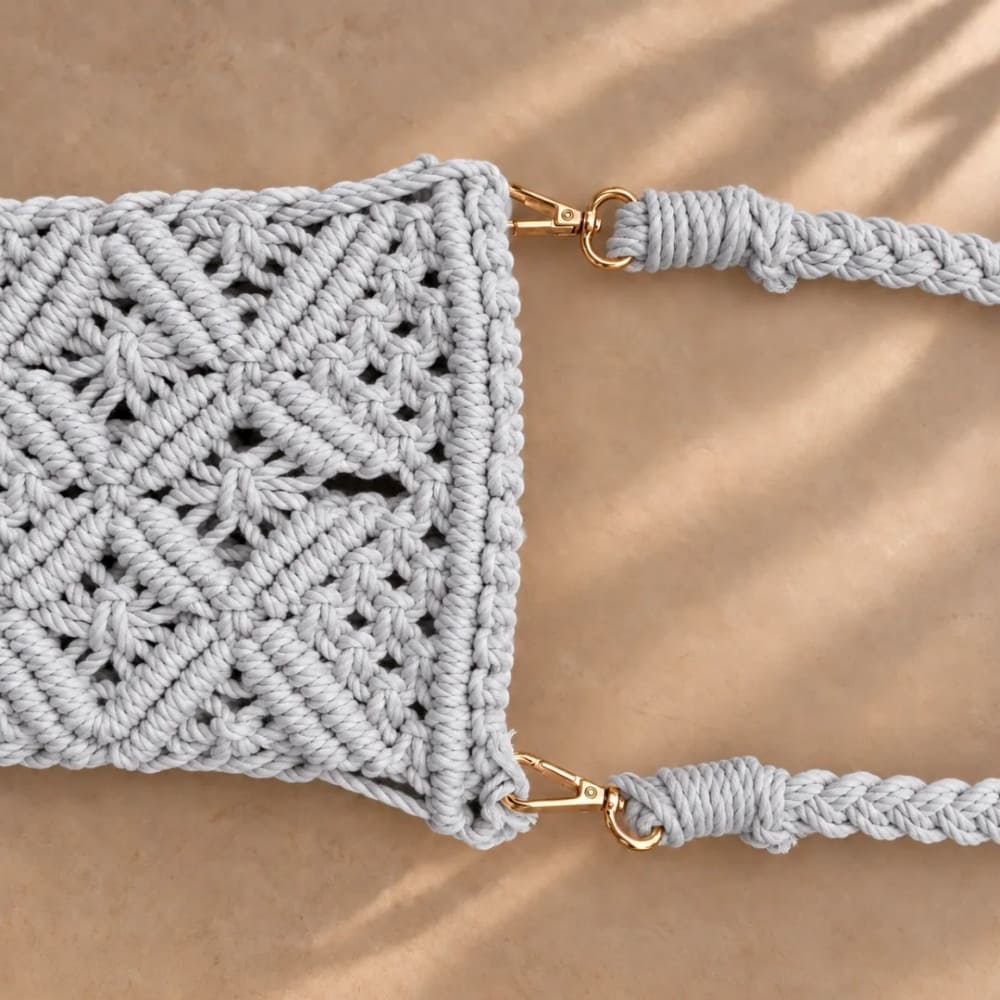 Handwoven Diamond Pattern Crossbody Bag with Fringe Tassels