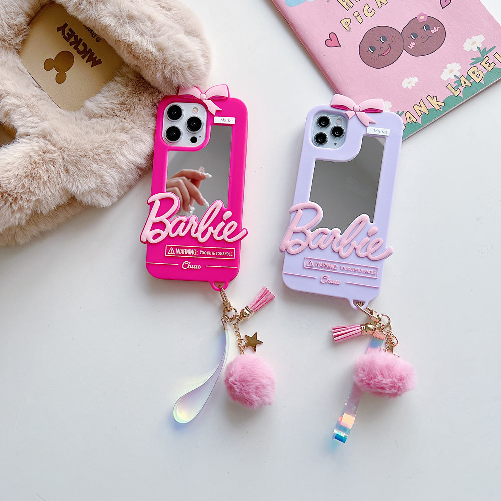 3D Barbie Silicone Soft Phone Case With Mirror iPhone 15 Pro Max