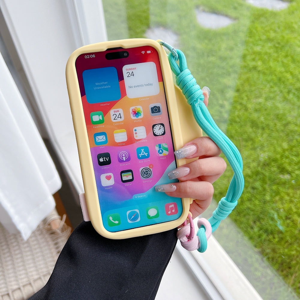 Retro Camera Shape Stand Phone Case With Lanyard Strap