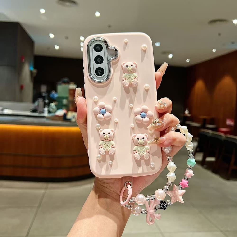 Teddy Sprinkle Phone Case with Bracelet