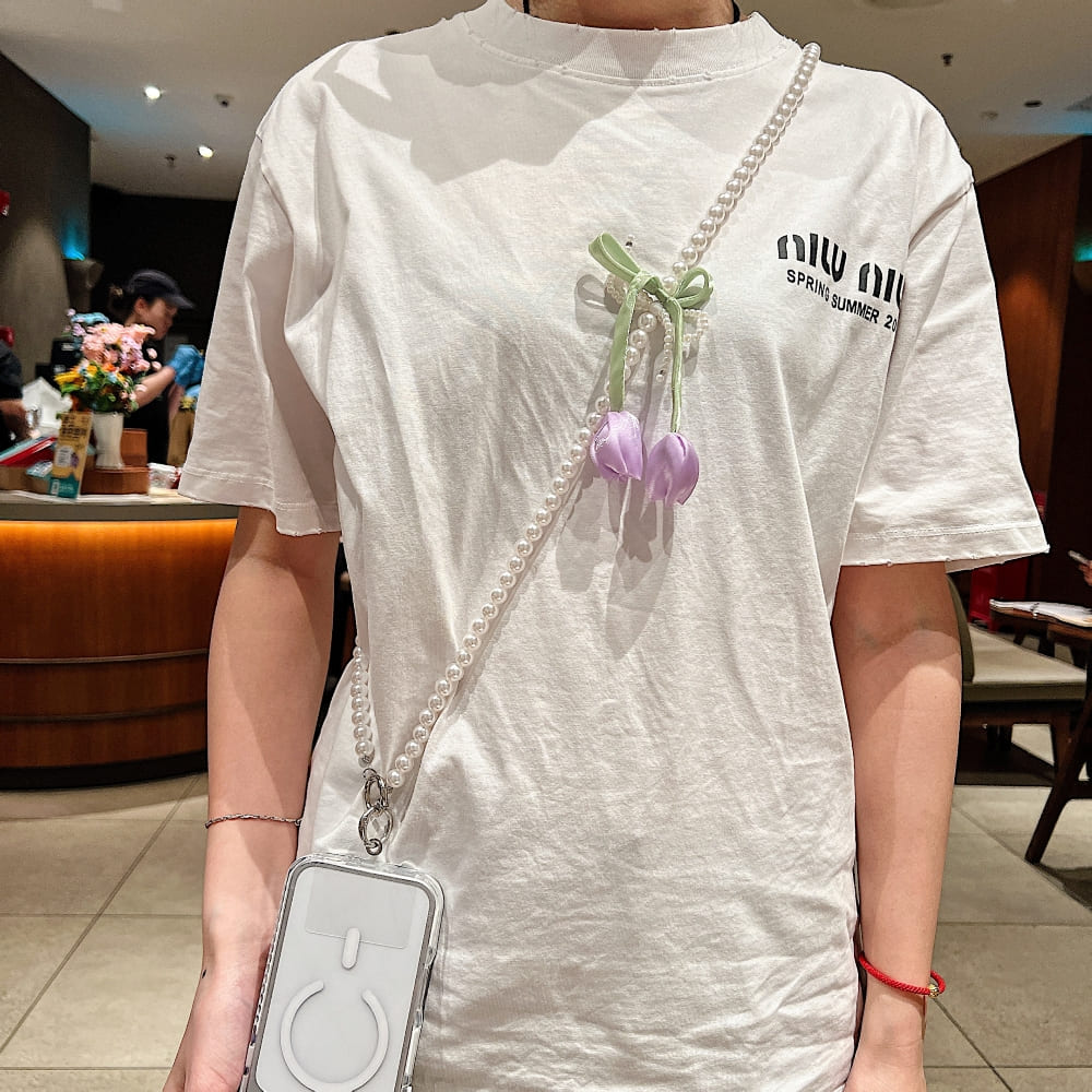 Tulip Pearl MoonStar Bead Phone Chain | Phone Strap