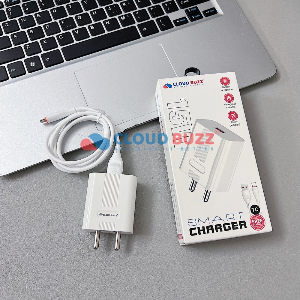 15W Smart Fast USB Charger with 1000MM Type-C (TC) Cable (CB107)