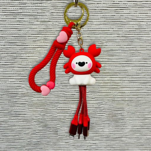 Creative Cute Multi Cable | 3 in 1 Charger Keychain Cable