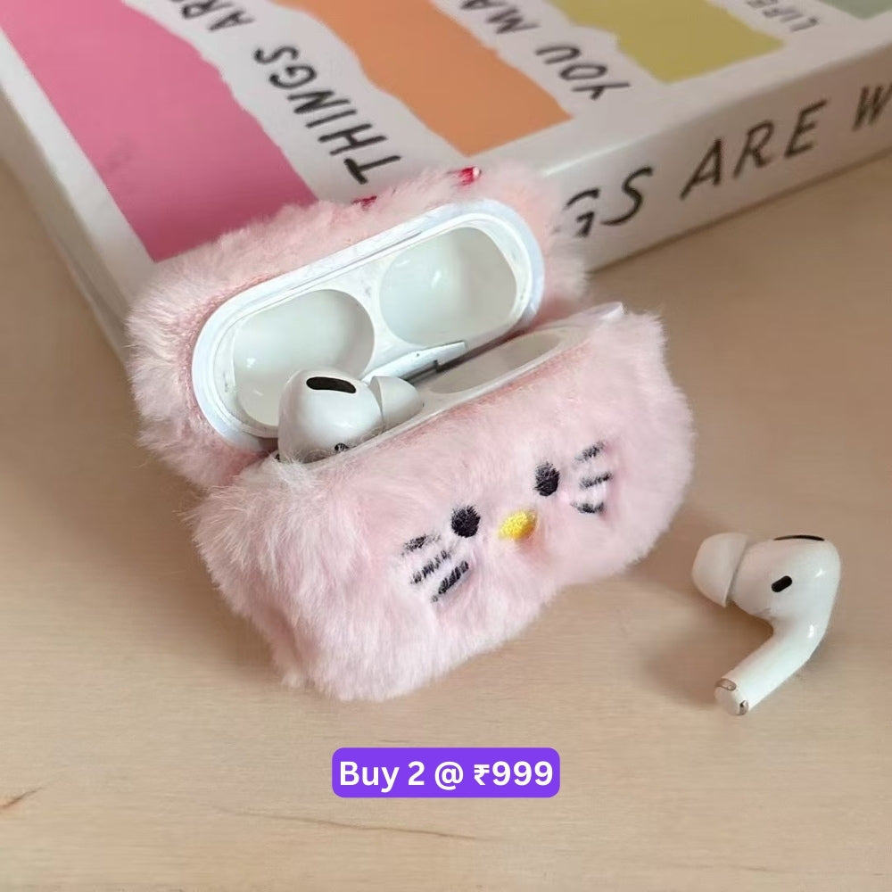 Kitty Bow Warm Fur Protective Airpods Pro | Airpods Pro 2 Case