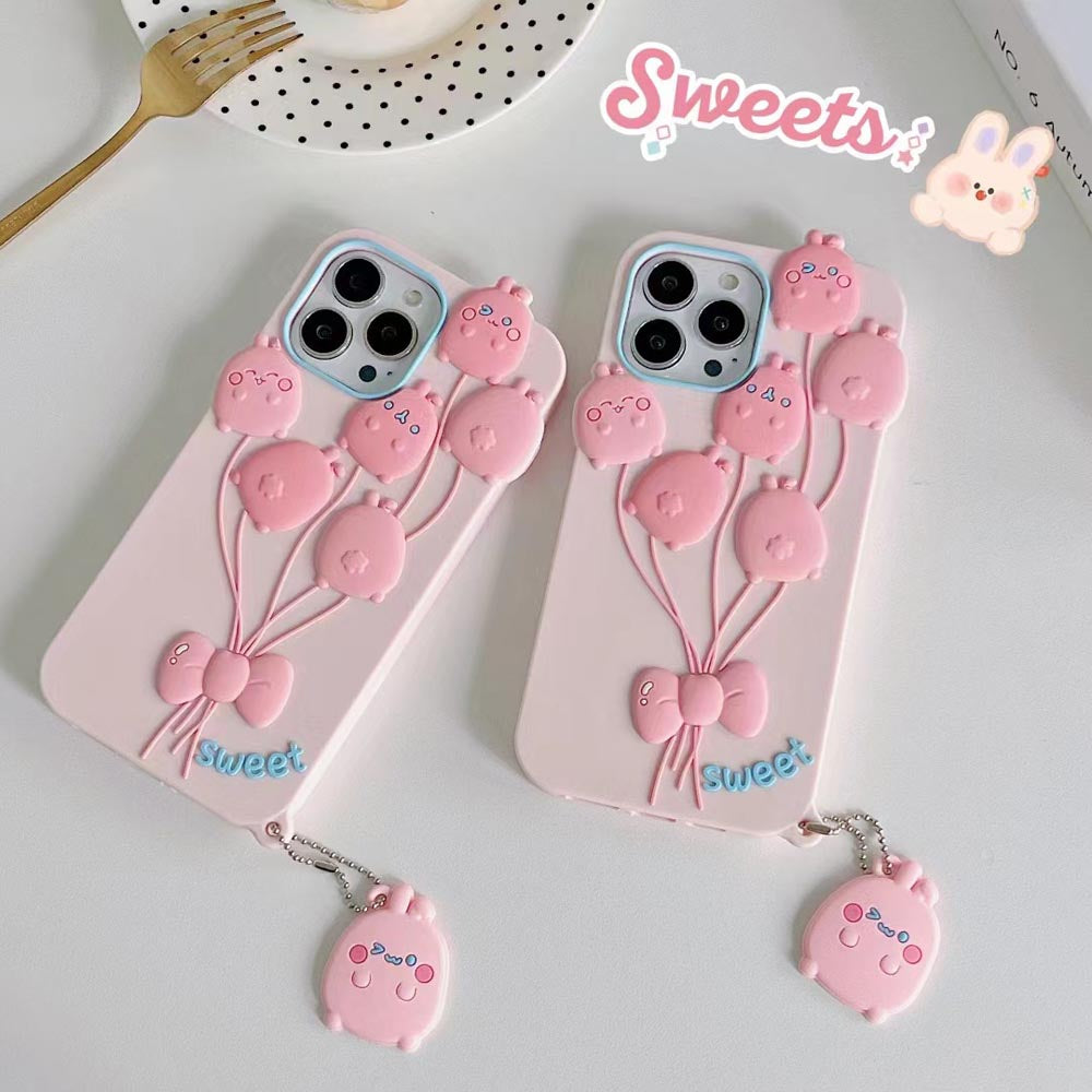 Luxury 3D Balloon Rabbit Silicone Soft Cover - iPhone 13 Pro Max