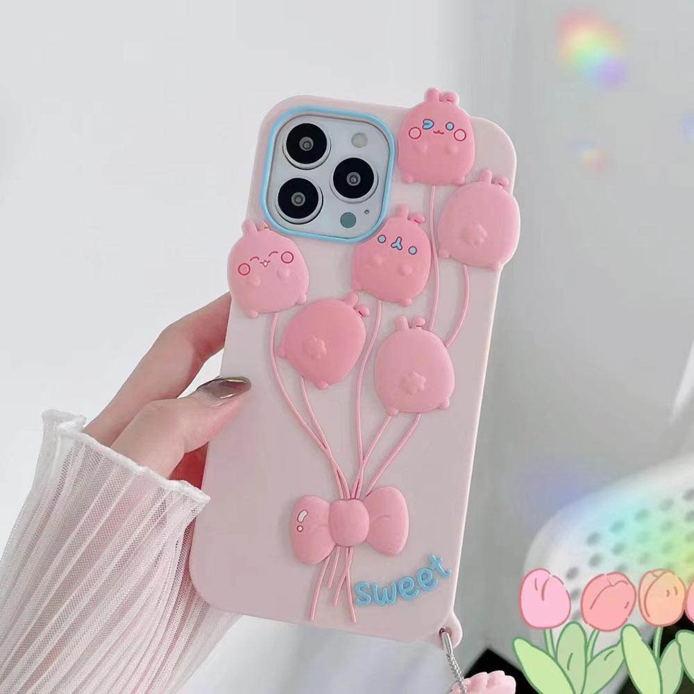 Luxury 3D Balloon Rabbit Silicone Soft Cover - iPhone 13 Pro Max