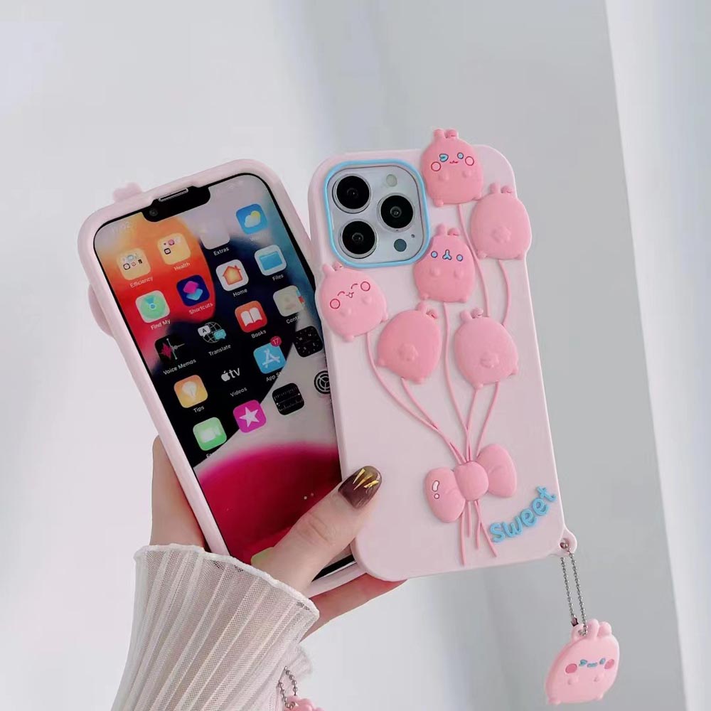 Luxury 3D Balloon Rabbit Silicone Soft Cover - iPhone 13 Pro Max