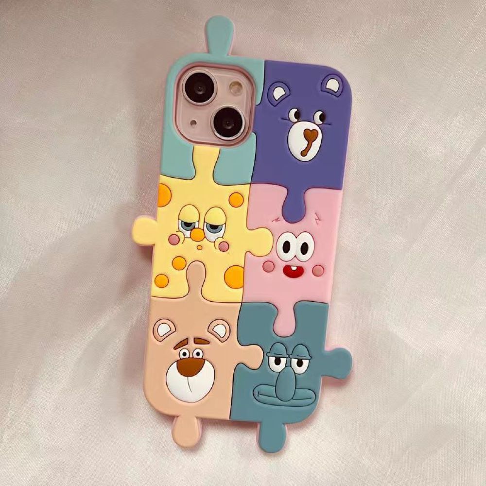 3D Cartoon Puzzle Silicone Shockproof Soft Phone Case - iPhone 12 Pro