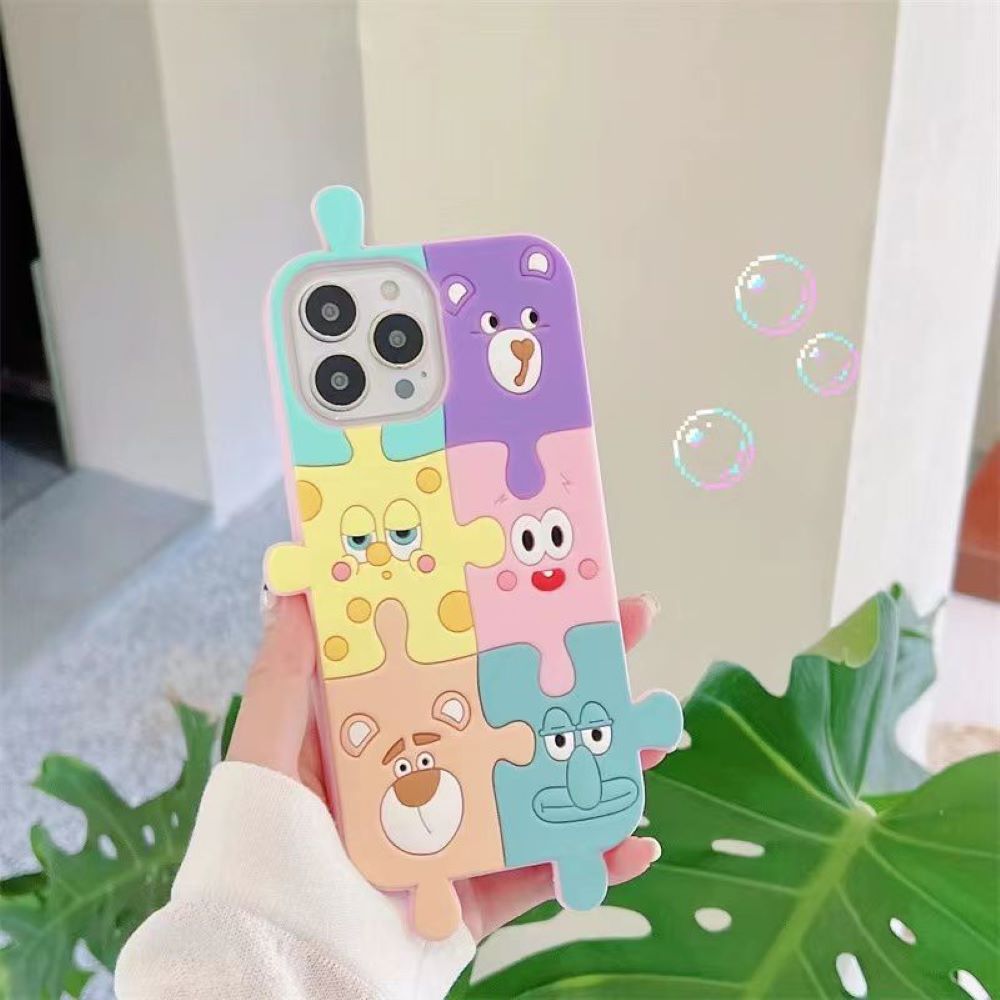 3D Cartoon Puzzle Silicone Shockproof Soft Phone Case - iPhone 11