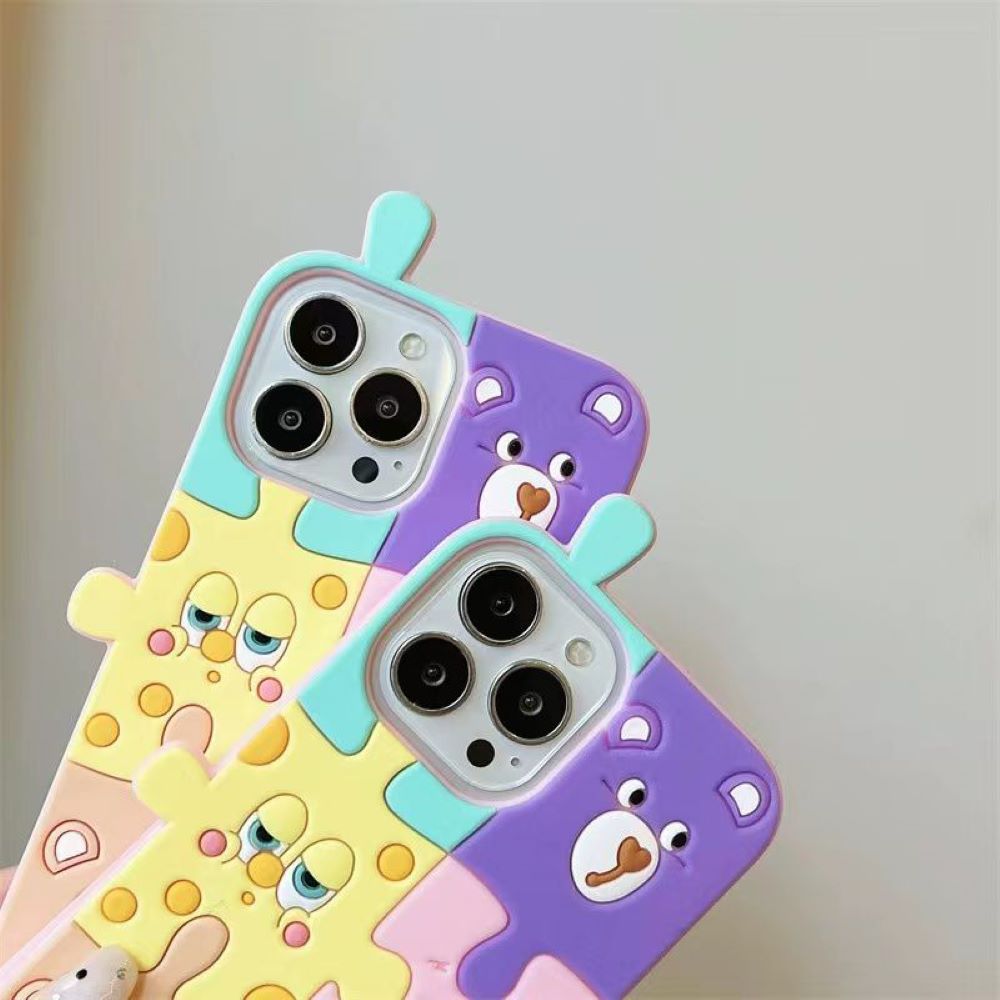 3D Cartoon Puzzle Silicone Shockproof Soft Phone Case - iPhone 12 Pro