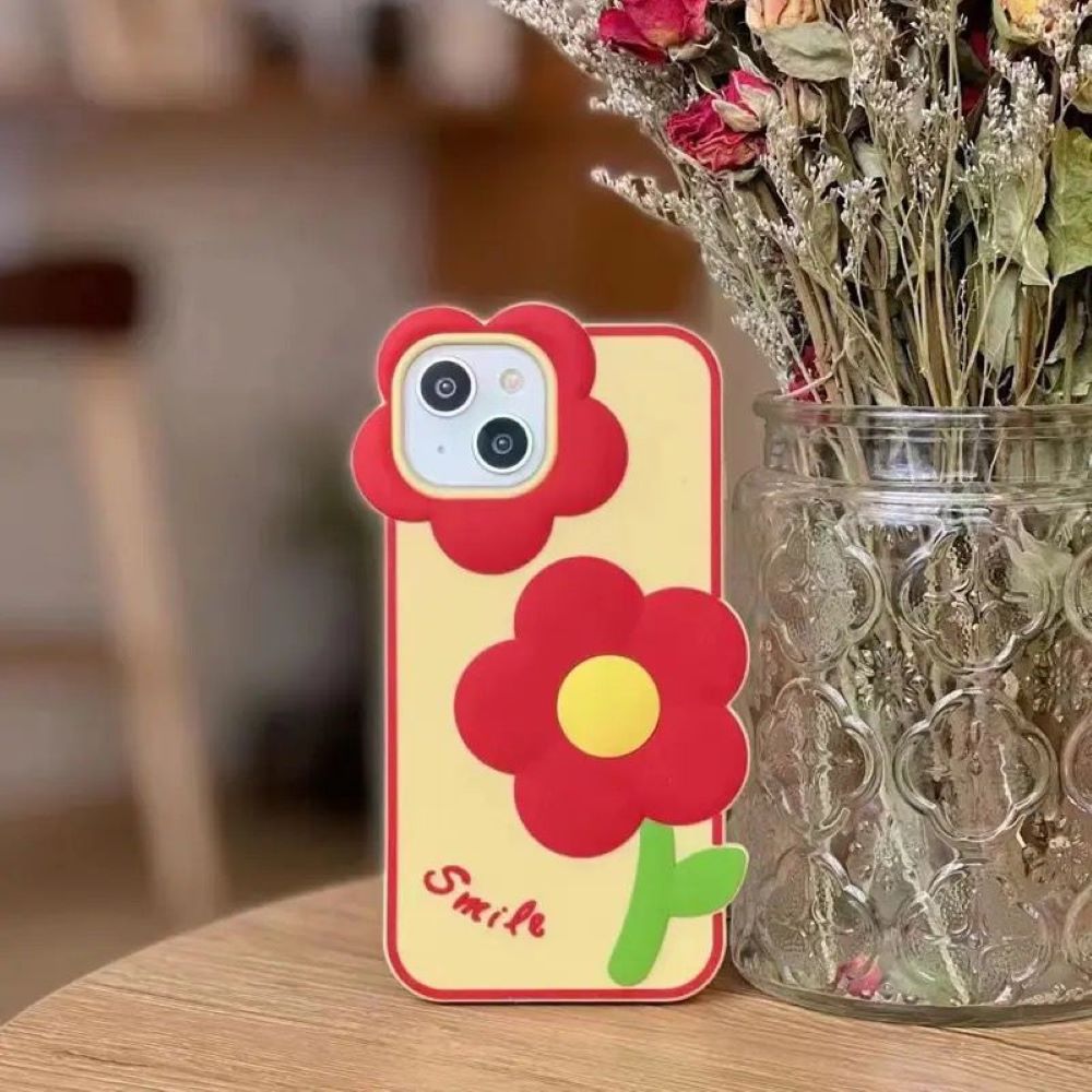 3D Flower Cartoon Shockproof Silicone Soft Cover - iPhone 13 Pro Max