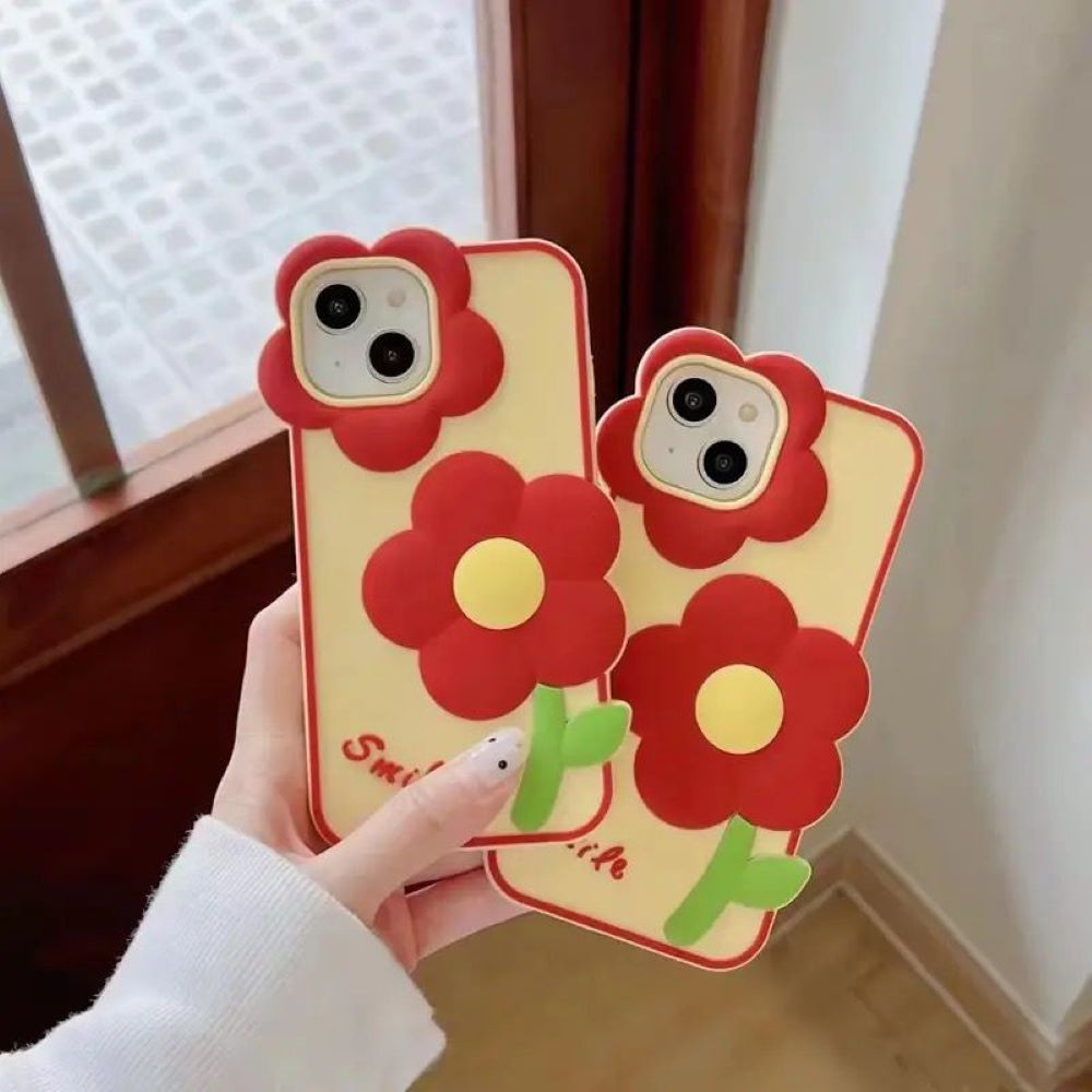 3D Flower Cartoon Shockproof Silicone Soft Cover - iPhone 14