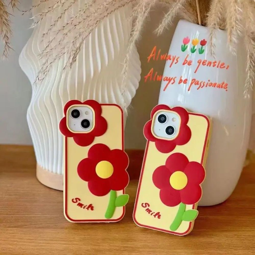 3D Flower Cartoon Shockproof Silicone Soft Cover - iPhone 13 Pro Max