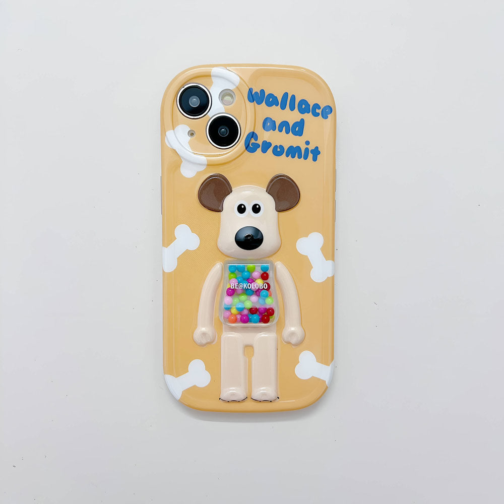 3D Machine Bear Soft Phone Case With Random Color Bracelet - iPhone 14