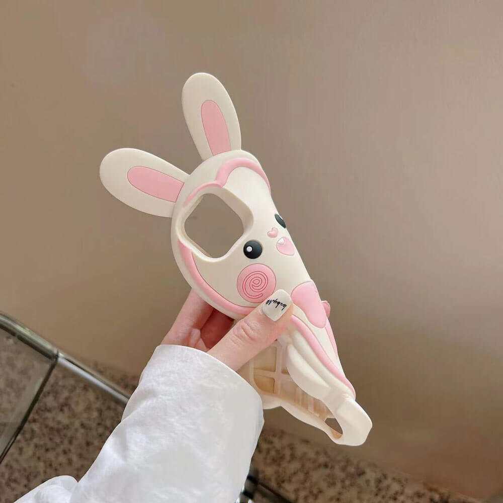 3D Rabbit Ears Soft Silicone Phone Case - iPhone 13 Pro