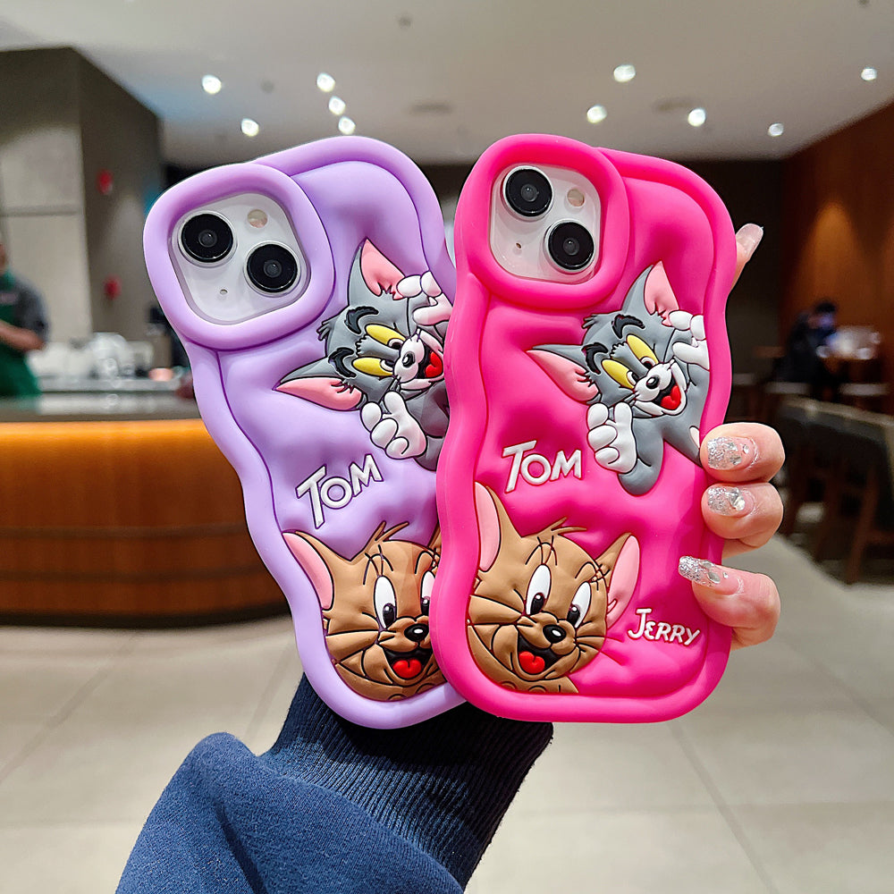 Silicone Soft 3D Cartoon Wavy Edge Phone Case - iPhone 15 Pro