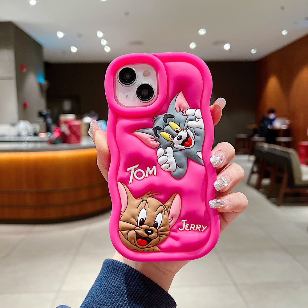 Silicone Soft 3D Cartoon Wavy Edge Phone Case - iPhone 15 Pro