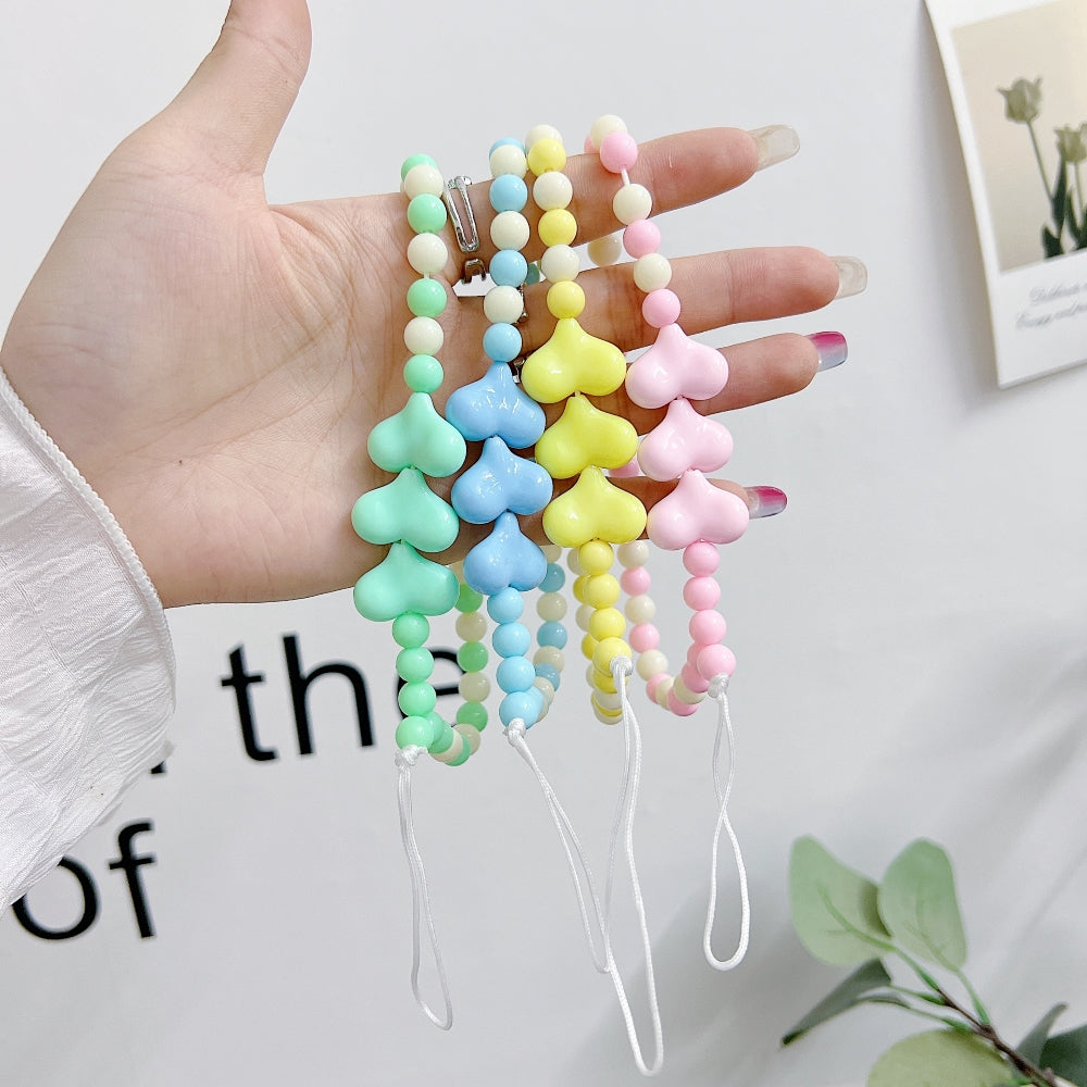 3 Heart Colorful Beads Phone Charm | Bracelet