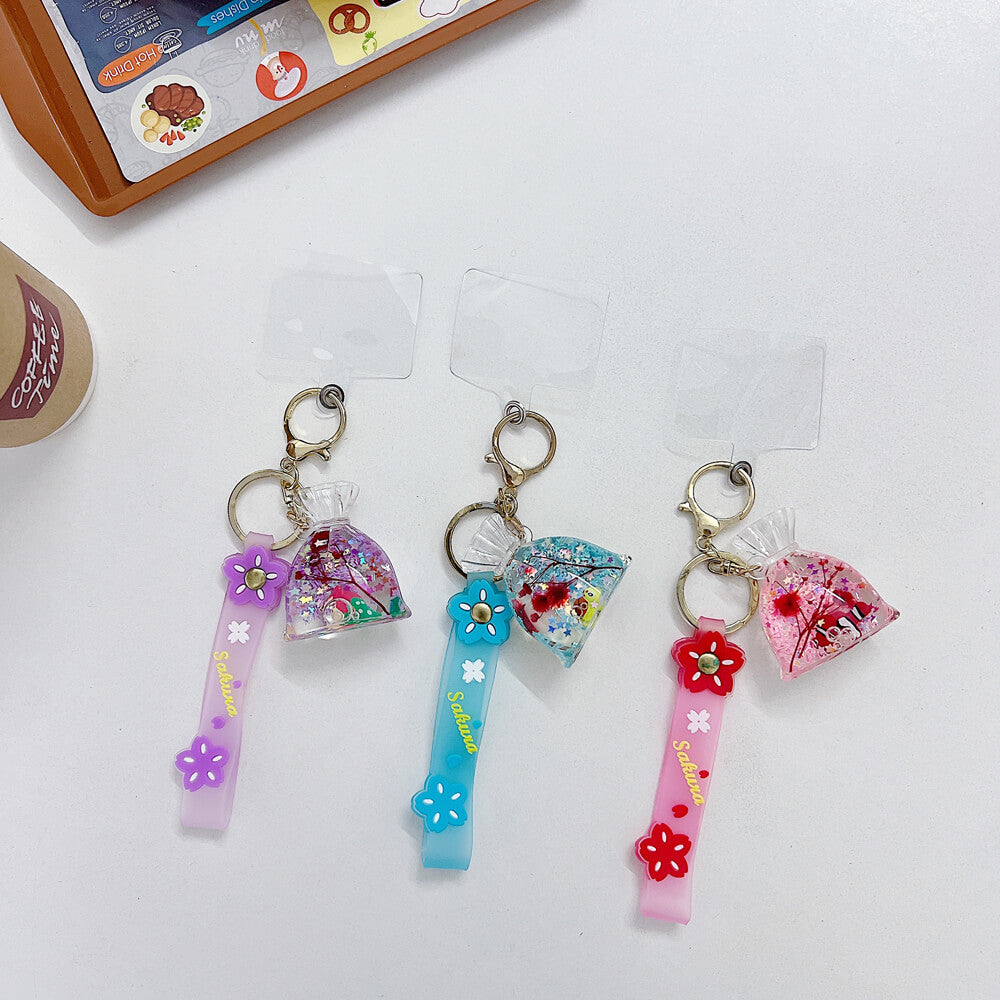 New Acrylic Floating Fish Glitter Liquid Flower Charm | Keychain