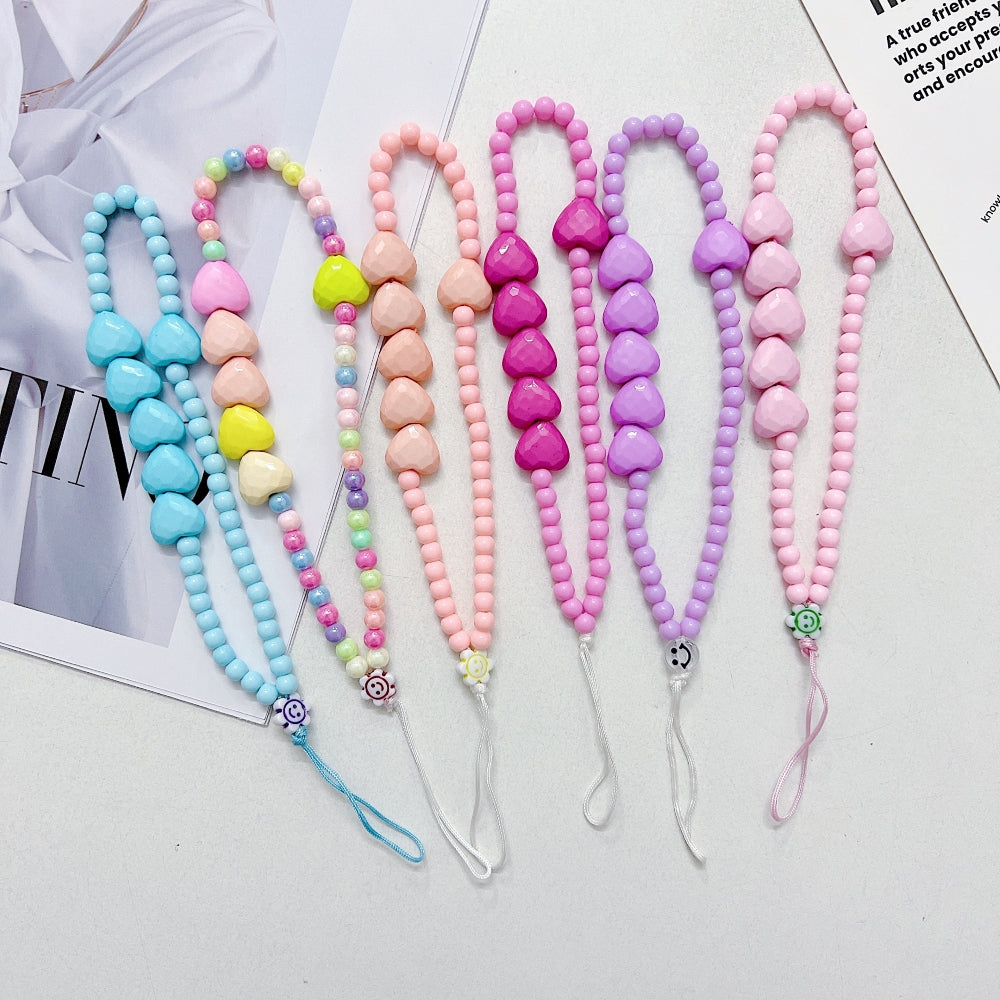 5 Heart Colorful Beads Phone Charm | Bracelet