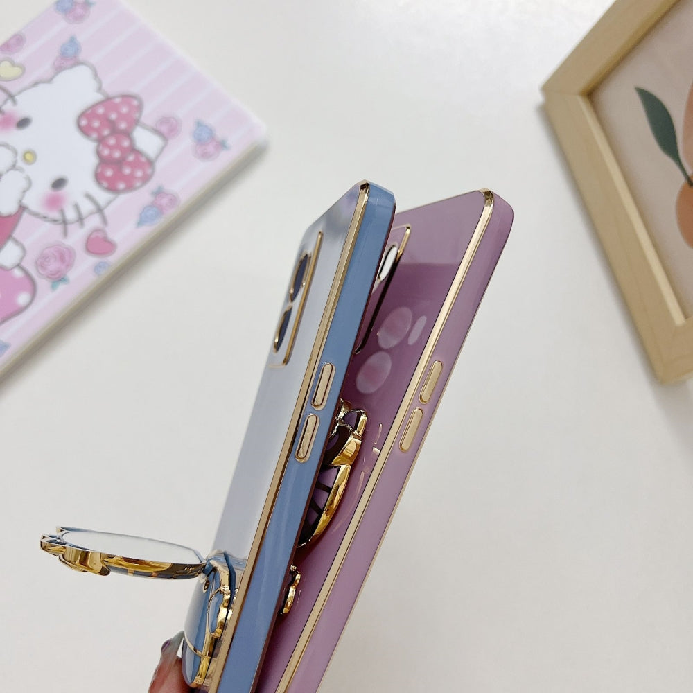 Rotated Kitty Mirror Stand Luxury Electroplated Cover - Mi Note 7 Pro