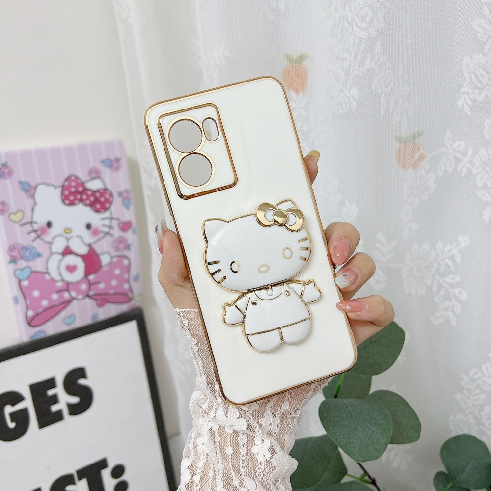 Rotated Kitty Mirror Stand Luxury Electroplated Cover - Samsung A30s