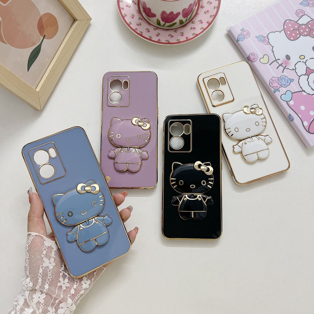 Rotated Kitty Mirror Stand Luxury Electroplated Cover - Samsung A30s