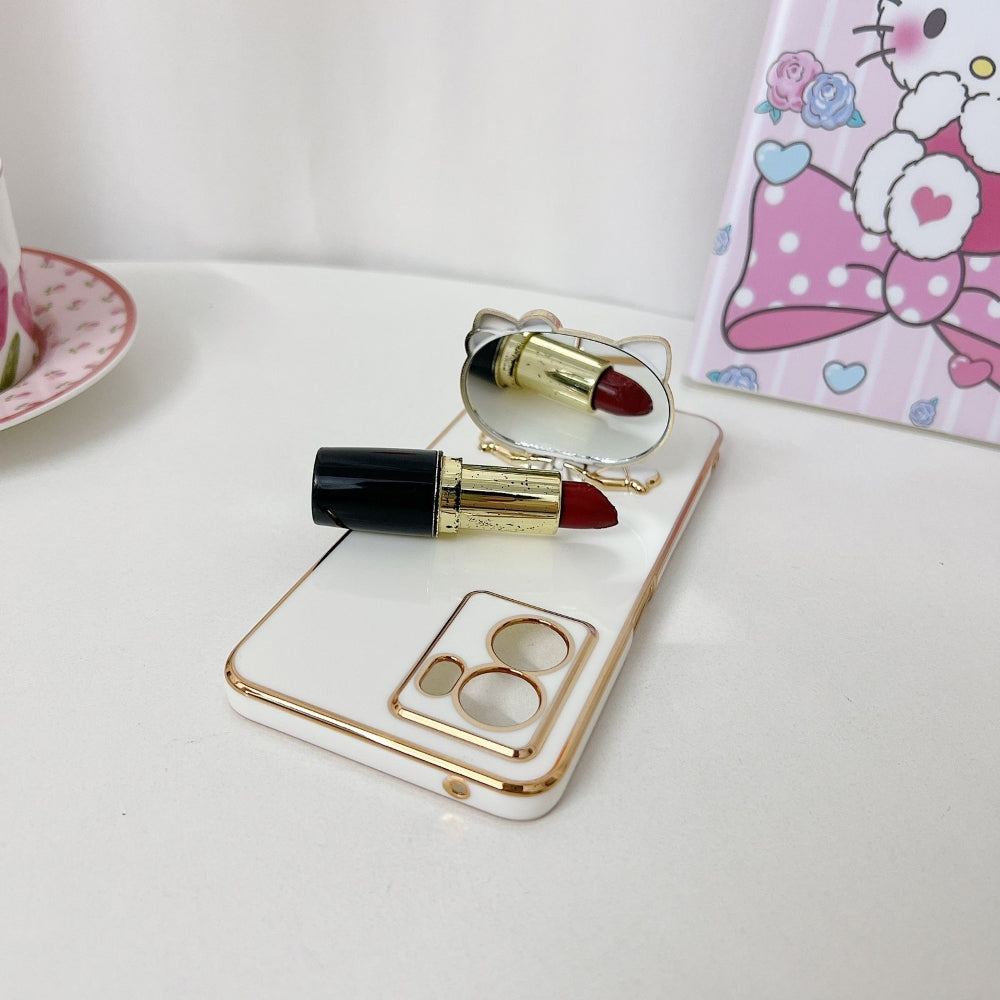 Rotated Kitty Mirror Stand Luxury Electroplated Cover - Mi Note 7 Pro