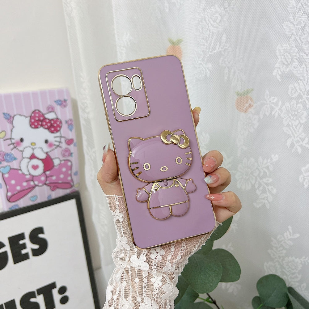 Rotated Kitty Mirror Stand Luxury Electroplated Cover - Samsung A30s