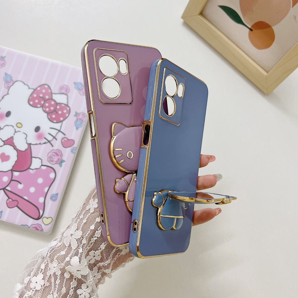 Rotated Kitty Mirror Stand Luxury Electroplated Cover - Mi Note 10 (4G)