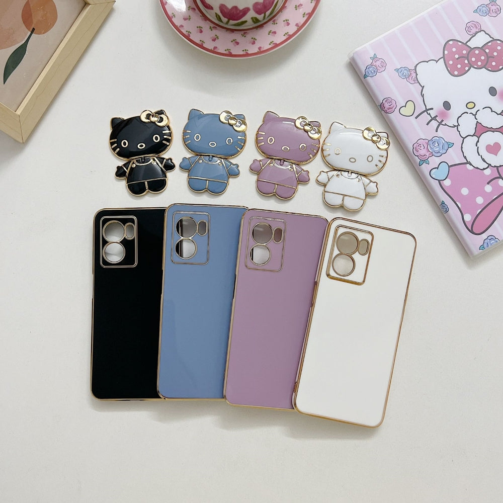 Rotated Kitty Mirror Stand Luxury Electroplated Cover - Mi Note 7 Pro