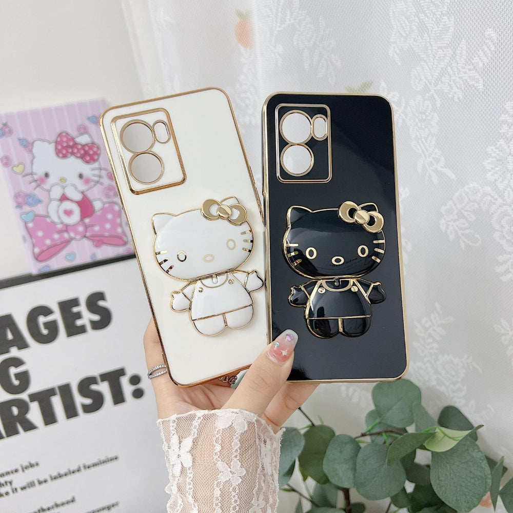 Rotated Kitty Mirror Stand Luxury Electroplated Cover - Samsung A30s