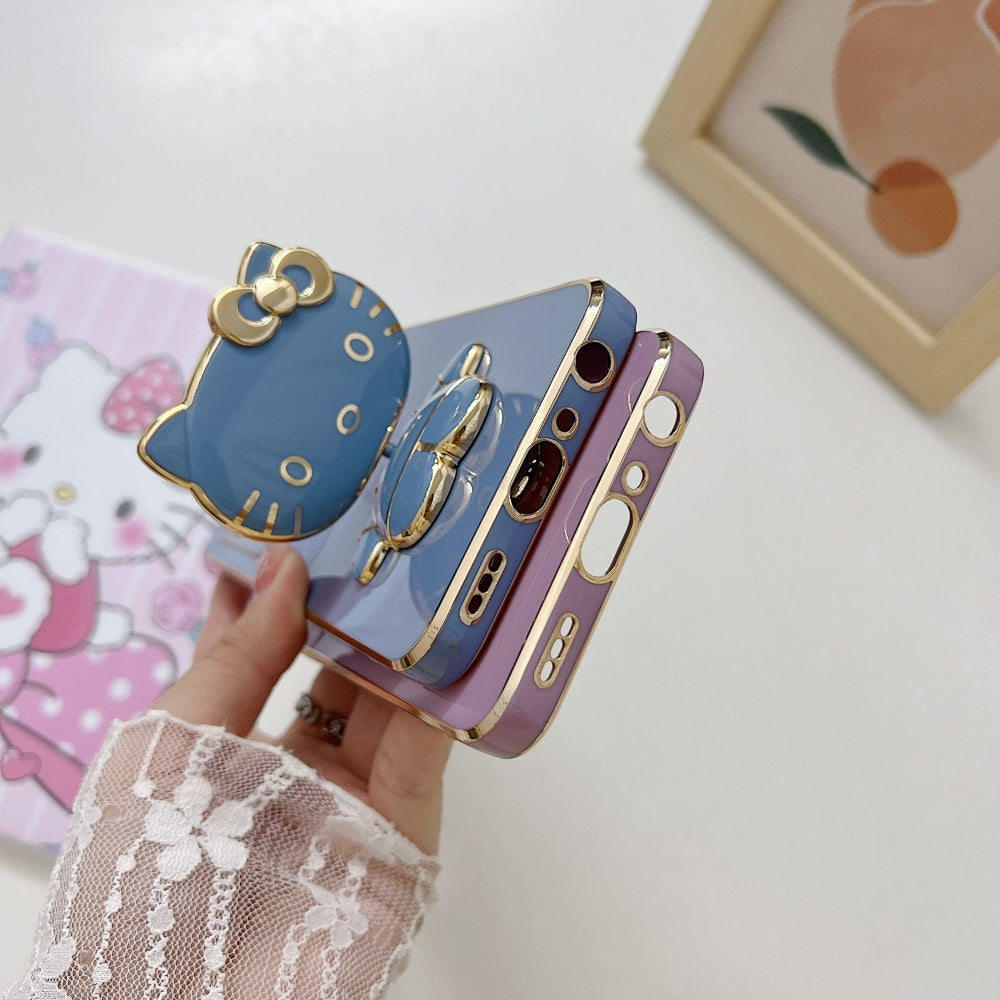 Rotated Kitty Mirror Stand Luxury Electroplated Cover - Mi Note 7 Pro