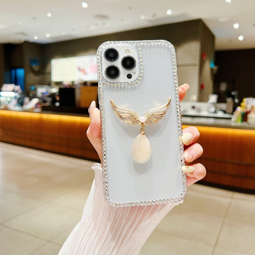 Handmade Angel Wing Diamond Border Transparent TPU (Soft) Case - Samsung S20FE