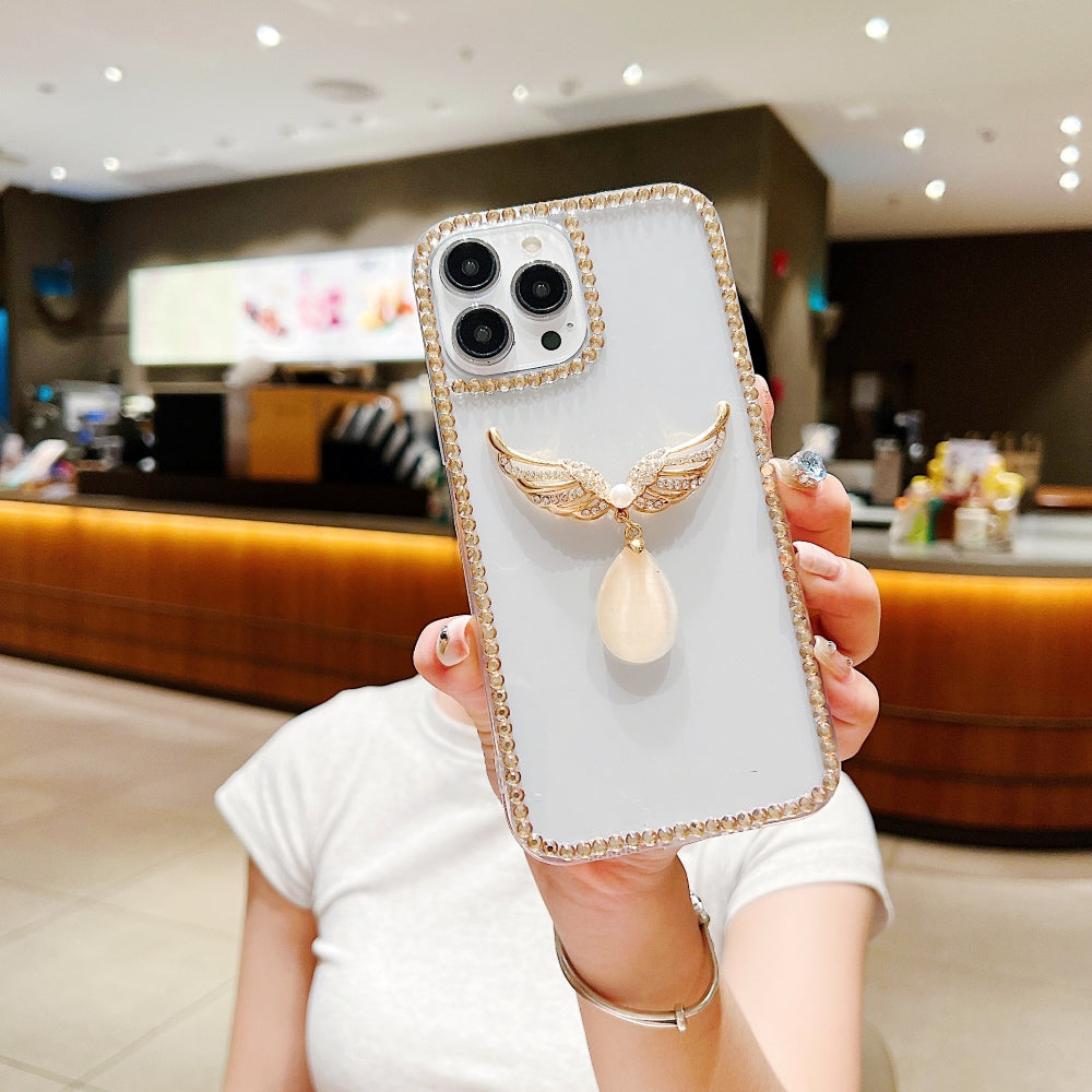 Handmade Angel Wing Diamond Border Transparent TPU (Soft) Case - Samsung S20FE