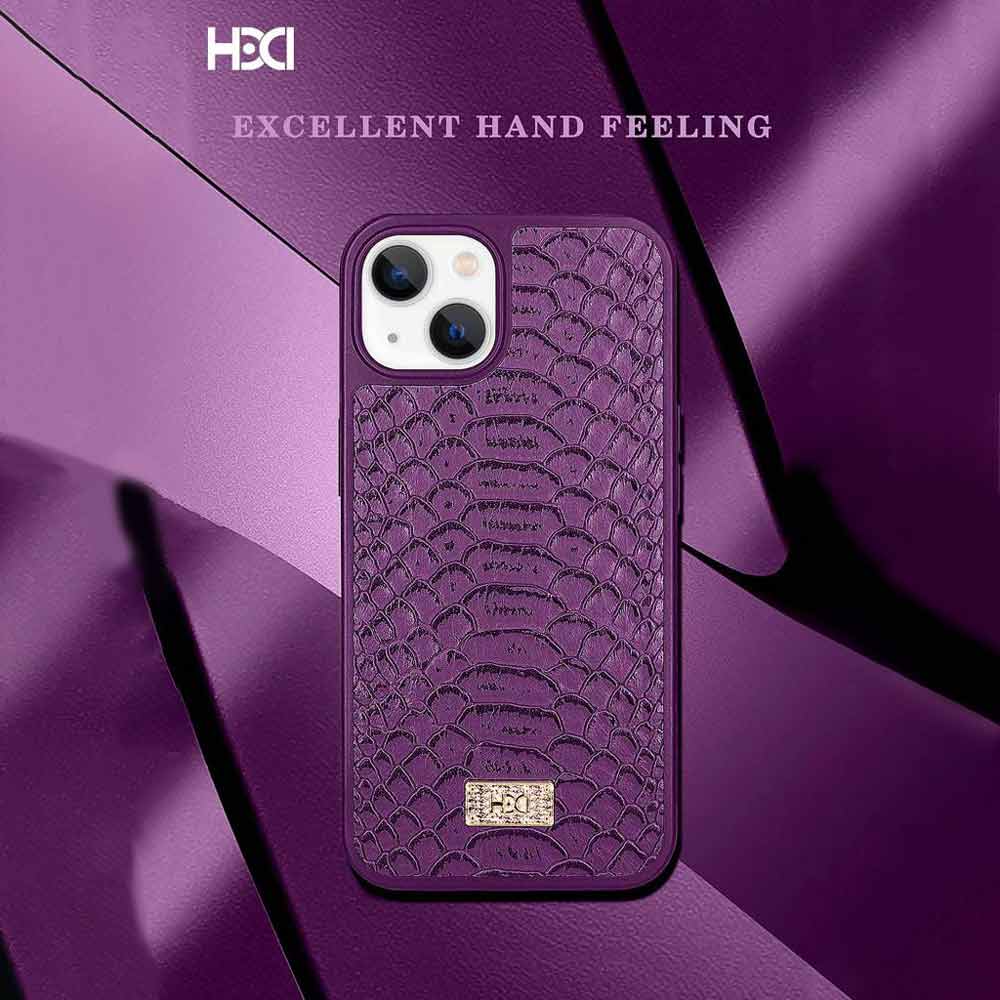 Artificial Alligator 3D Skin Plating Shockproof PU Leather Case - iPhone 14