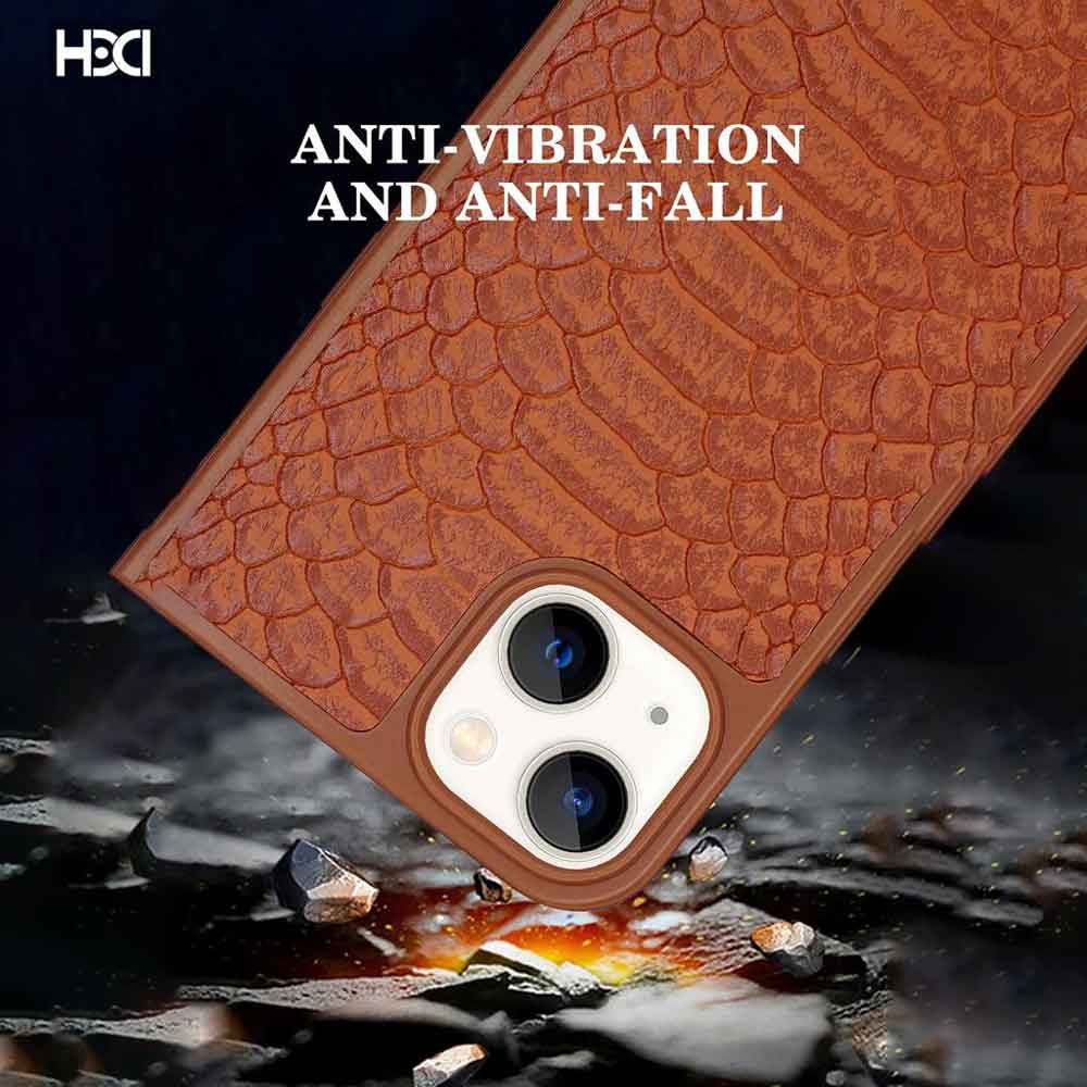 Artificial Alligator 3D Skin Plating Shockproof PU Leather Case - iPhone 14