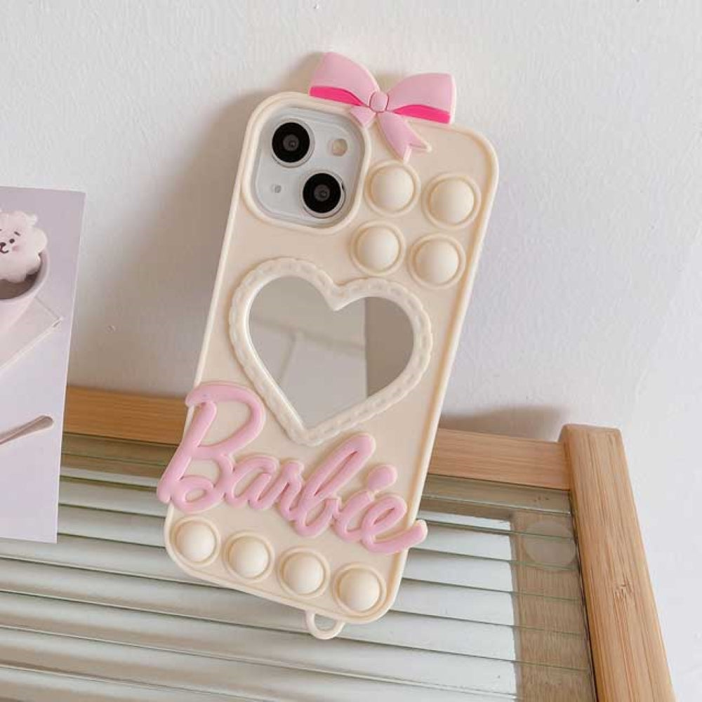 Love Heart Makeup Mirror Silicon Mobile Cover - iPhone 12 Pro Max