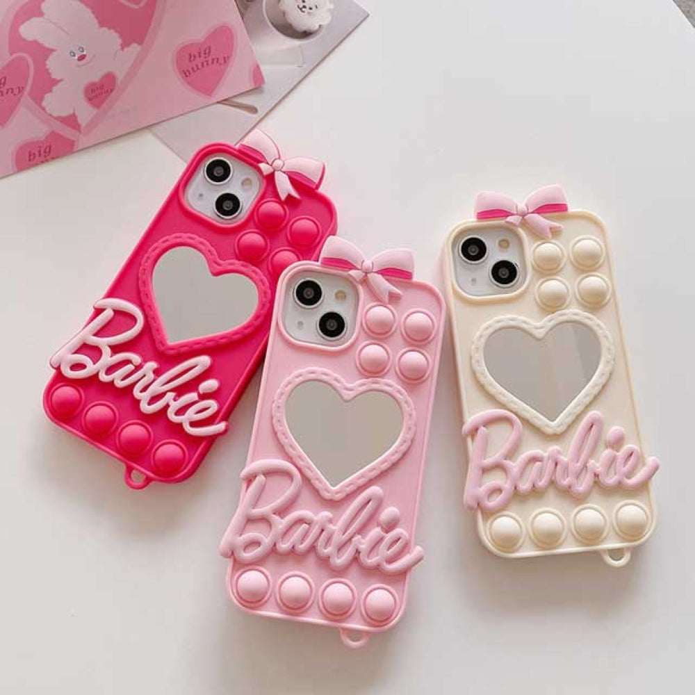 Love Heart Makeup Mirror Silicon Mobile Cover - iPhone 12 Pro Max