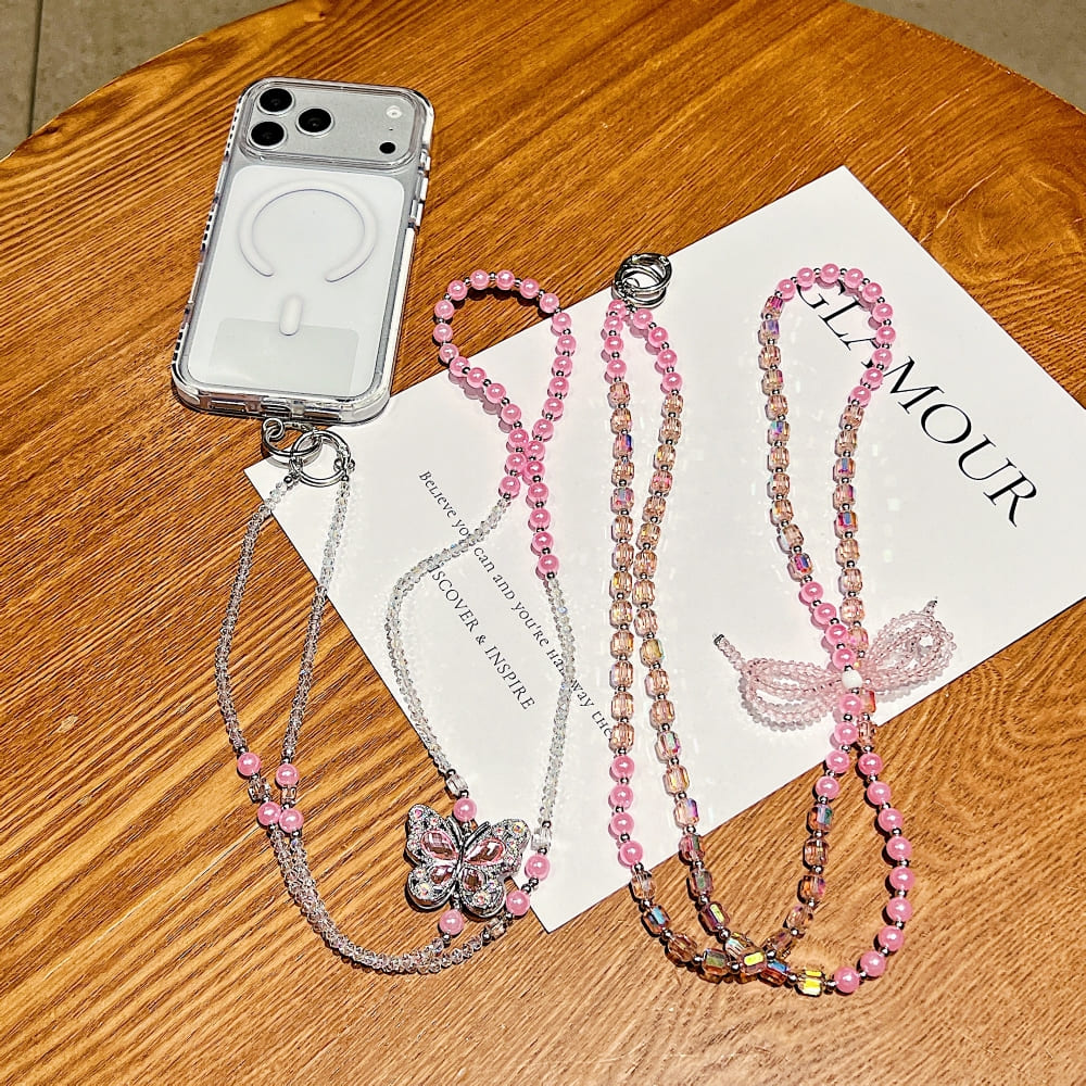 Blush Butterfly Sugar Bow Phone Chain | Phone Strap