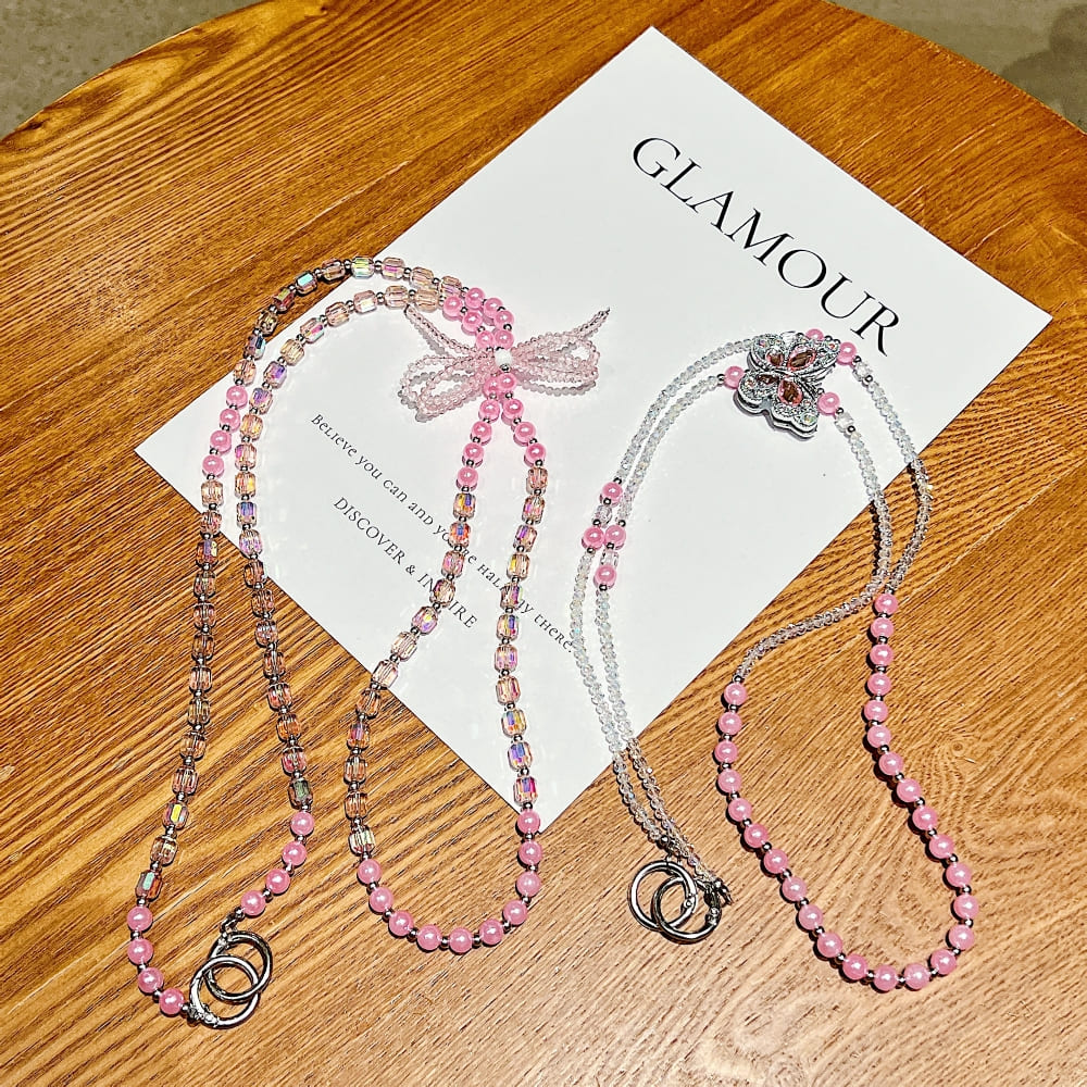 Blush Butterfly Sugar Bow Phone Chain | Phone Strap