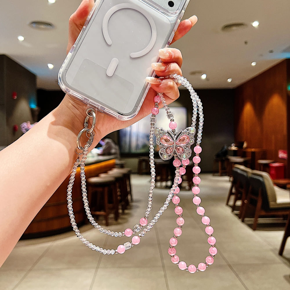 Blush Butterfly Sugar Bow Phone Chain | Phone Strap