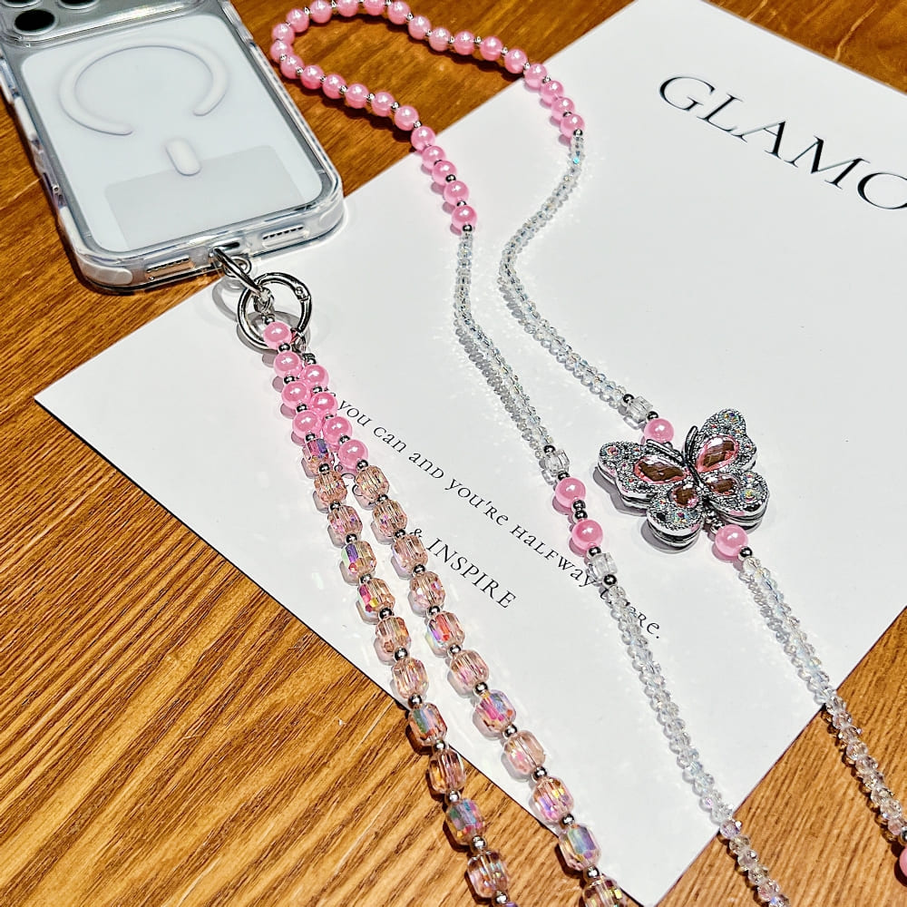 Blush Butterfly Sugar Bow Phone Chain | Phone Strap