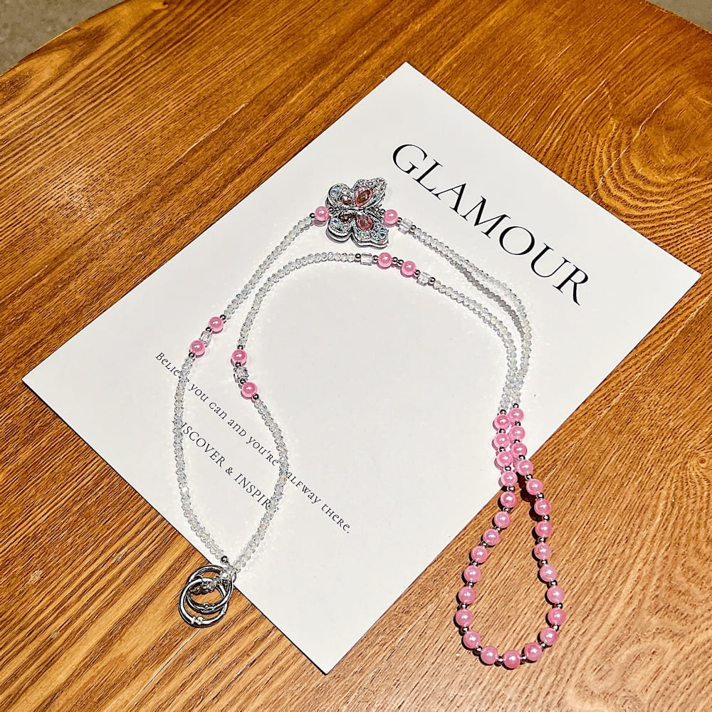 Blush Butterfly Sugar Bow Phone Chain | Phone Strap