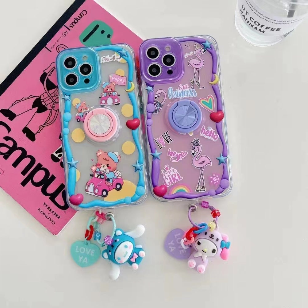 Fashion Cartoon 360 Degree Rotated Stand With Charm Case - iPhone 13 Pro